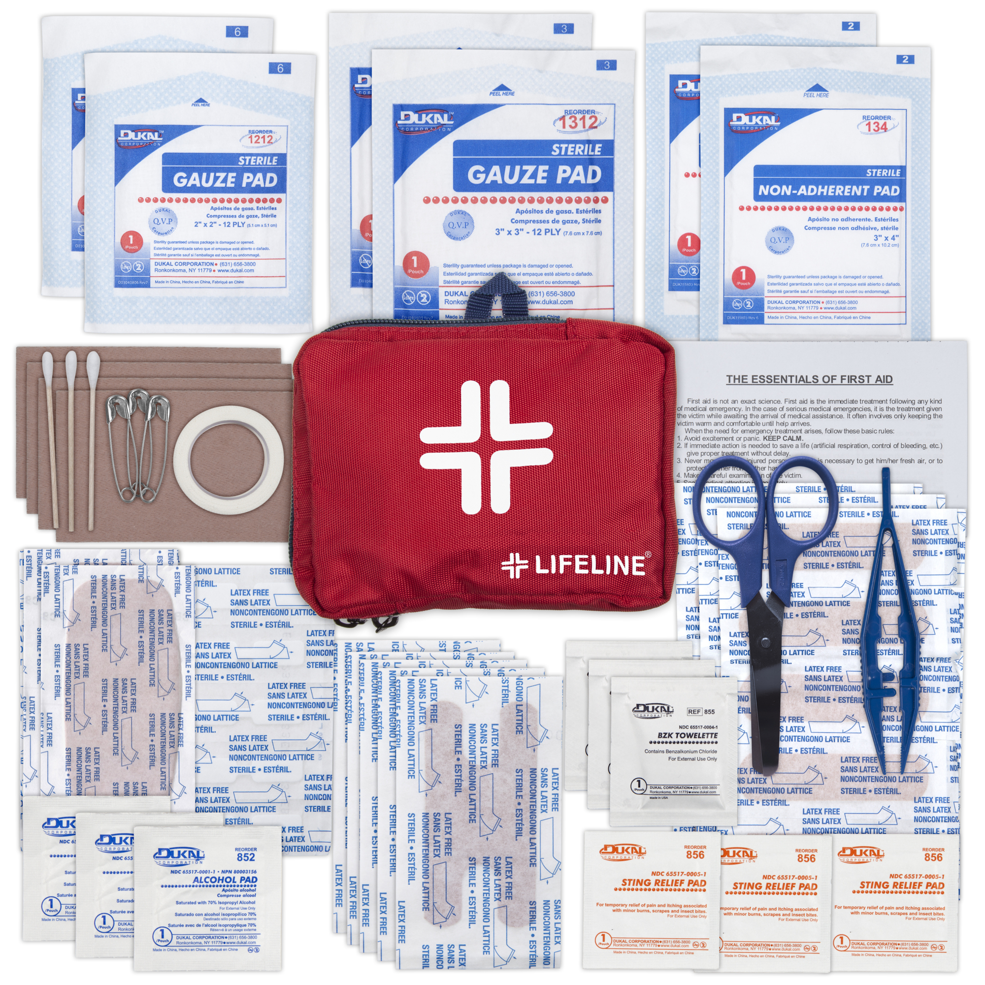 Lifeline Trail Light First Aid Kit - 57 Pcs, Lightweight Nylon, Compact Size, Model# 4060